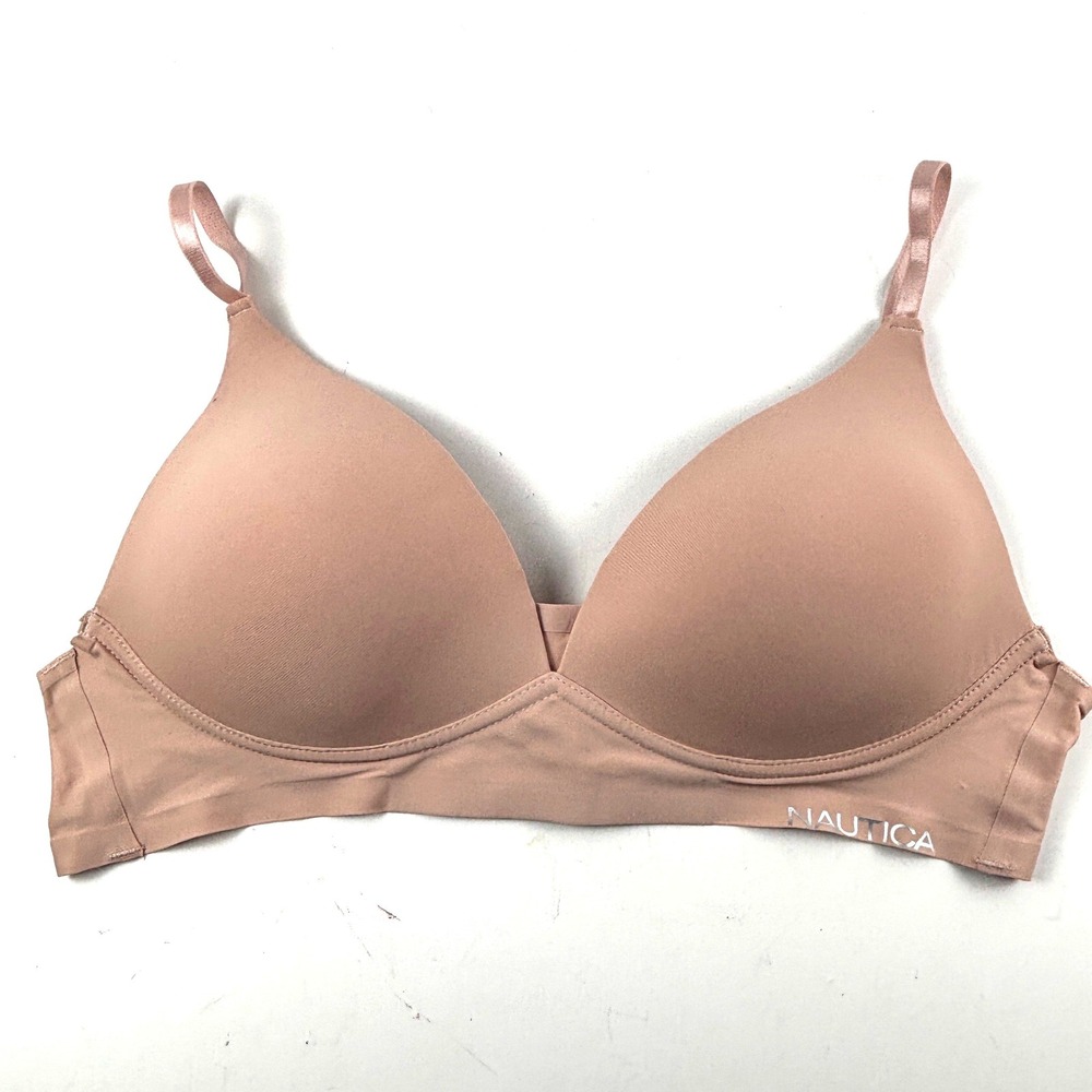 Nautica Wireless Bra Womens 36C Tan Seamless Molded Cup Adjustable Comfort